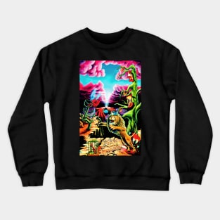 Trippy Psychedelic Surreal Visionary Psytrance Lion Crewneck Sweatshirt